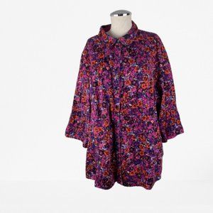 Catherines Plus Size 2X Pink Floral Button down